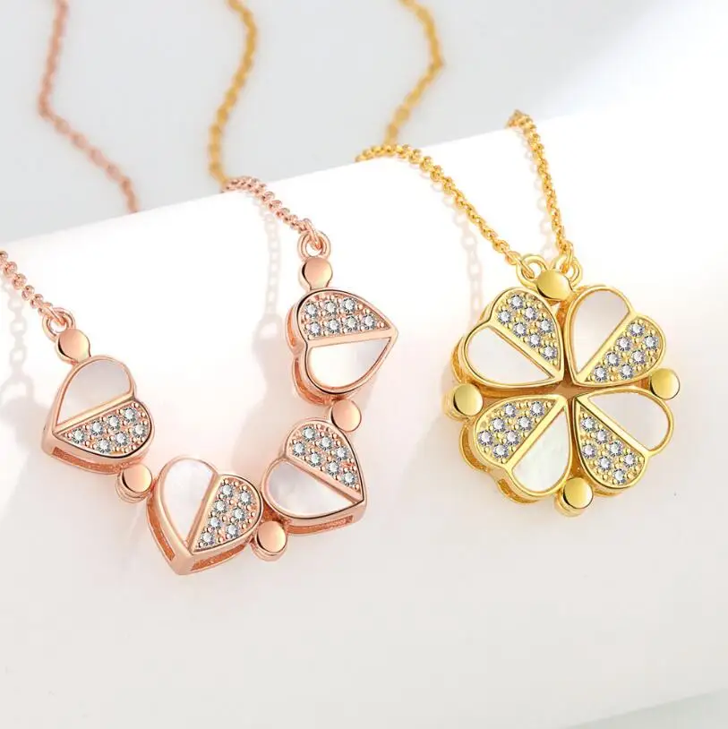Necklace 925 Sterling Silver Clover Four Leaf Heart Shape Pendant For Women pendant necklace silver necklace silver pendant