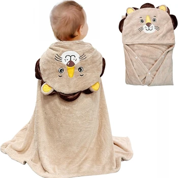 Asciugamano da bagno con cappuccio per bambini, accappatoio per bambini ultra morbido e assorbente, accappatoio ispessito in velluto corallo, regali per la doccia con coperta per neonati