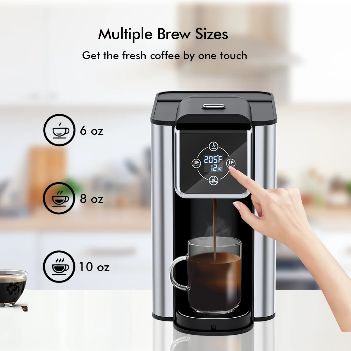 SIFENE 3-in-1 Single Serve Coffee Maker for K-pods, Ground Coffee, and Loose Leaf Tea, Custom Temperature and Strength Control 3