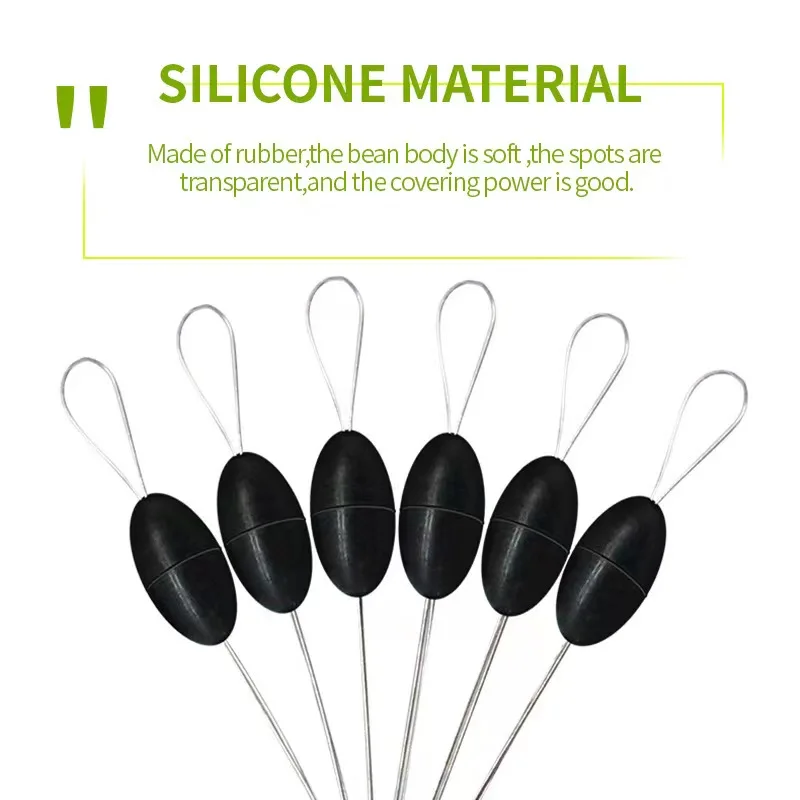 300Pcs Silicone Space Bean Oval Stopper Bobber Fishing Float Resistance Anti-Strand Fish Line Fishing Gear