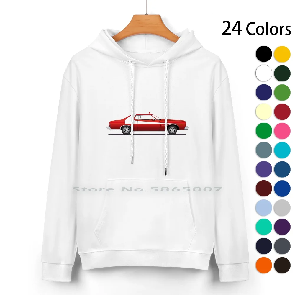 Starsky & Hutch Gran Torino Felpa Con Cappuccio In Puro Cotone 24 Colori Starsky Et Hutch Gran Torino Felpa Con Cappuccio In Cotone 100% Per