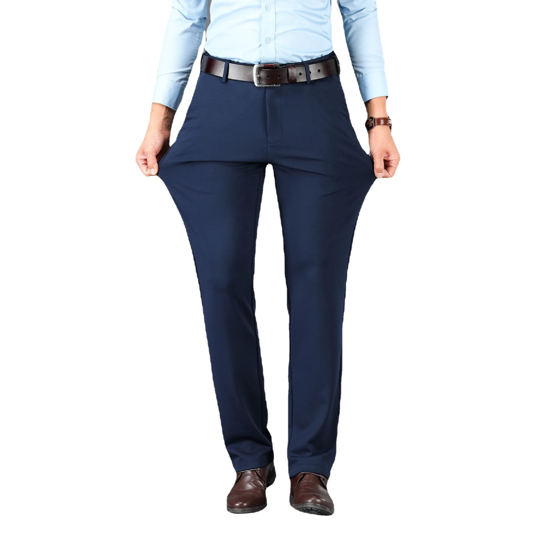 Suit Pants Fattening and Enlarging Suit Pants Men's Spring and Summer Men's Casual Pants Loose Straight Tube Middle-aged Business