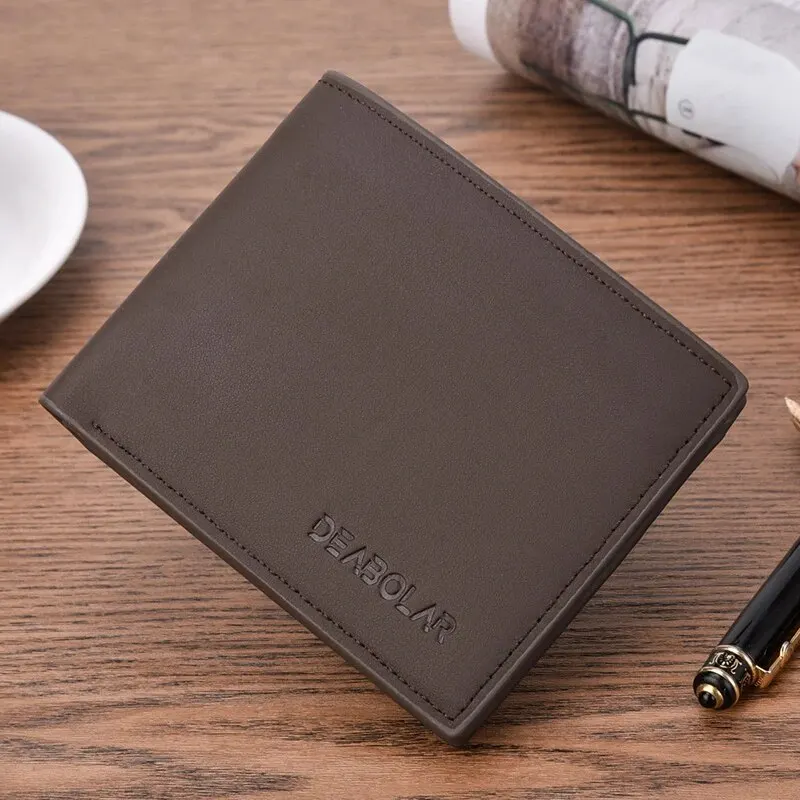 New Men PU Leather Purse Black Frosted Material Youth Credit Card Holder Coin Purse 2023 Men Purse 6