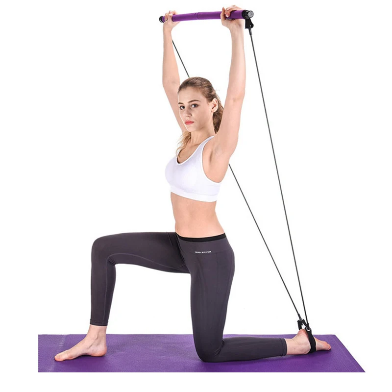 

Yoga Pull Rods Portable Home Yoga Gym Body Abdominal Resistance Bands for Pilates Exercise Stick Toning Bar Fitness Rope Puller