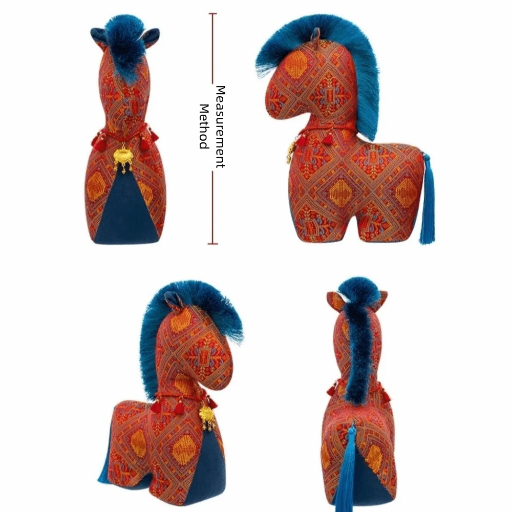 New Year Chinese Style Horse Fabric Material Texture Pony Decor Tassel Tail Horse Cultural Display