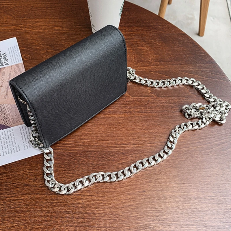 Trendy Small Square Bag Crossbody Bag Black Shoulder Bag with Chain PU Handbag for Women Girls Valentine's Day