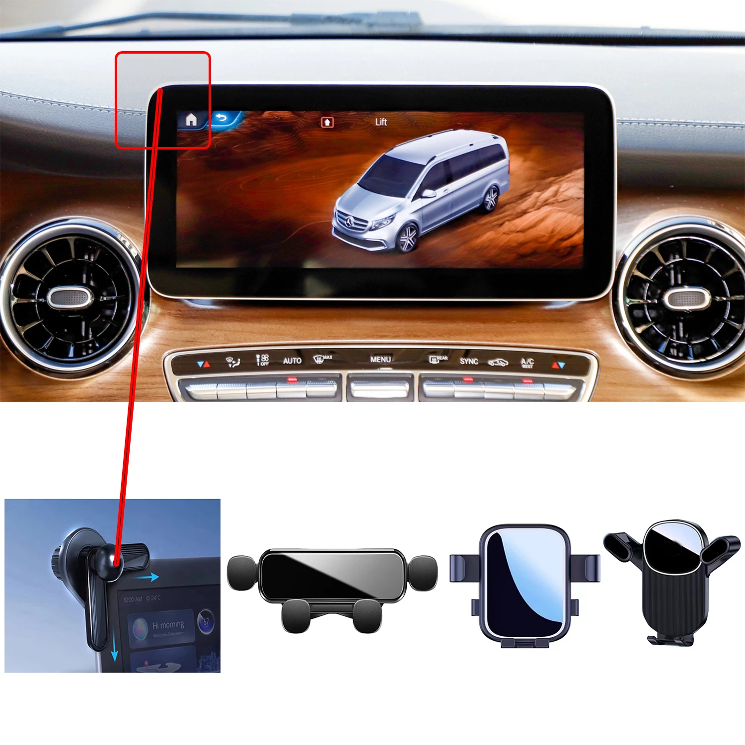 

For Mercedes-Benz V-Class EQV Viano W447 2020-2022 Car Phone Holder Wireless Charging Interior GPS Bracket Auto Stand Accessorie