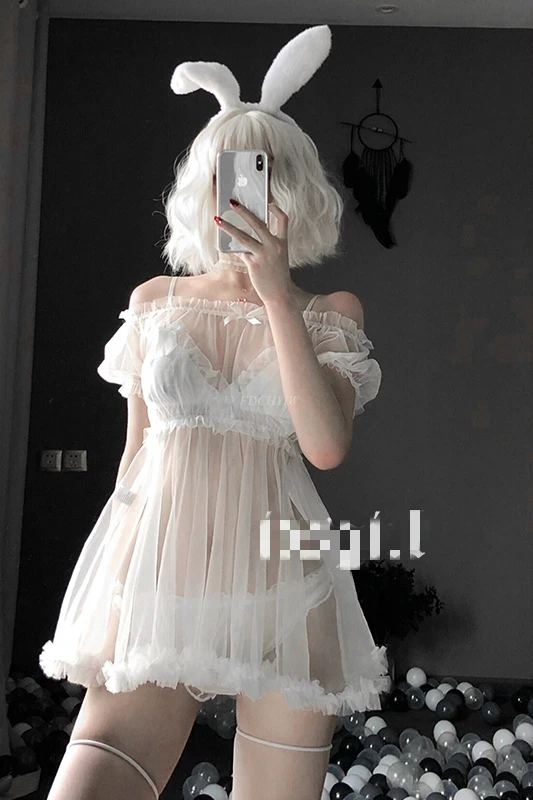 Sexy Lingerie White Night Dress Perspective Out Lace Sleepwear Female Temptation Women's Nightgown Nightwear Sleeping Dress women nightgowns women nightdresses sleeping dress
