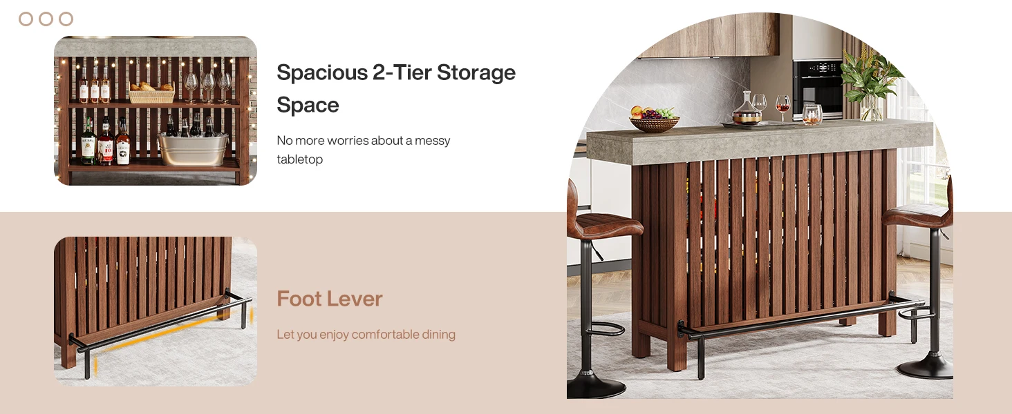 Home Kitchen Pub Farmhouse Bar Cabinet with Storage