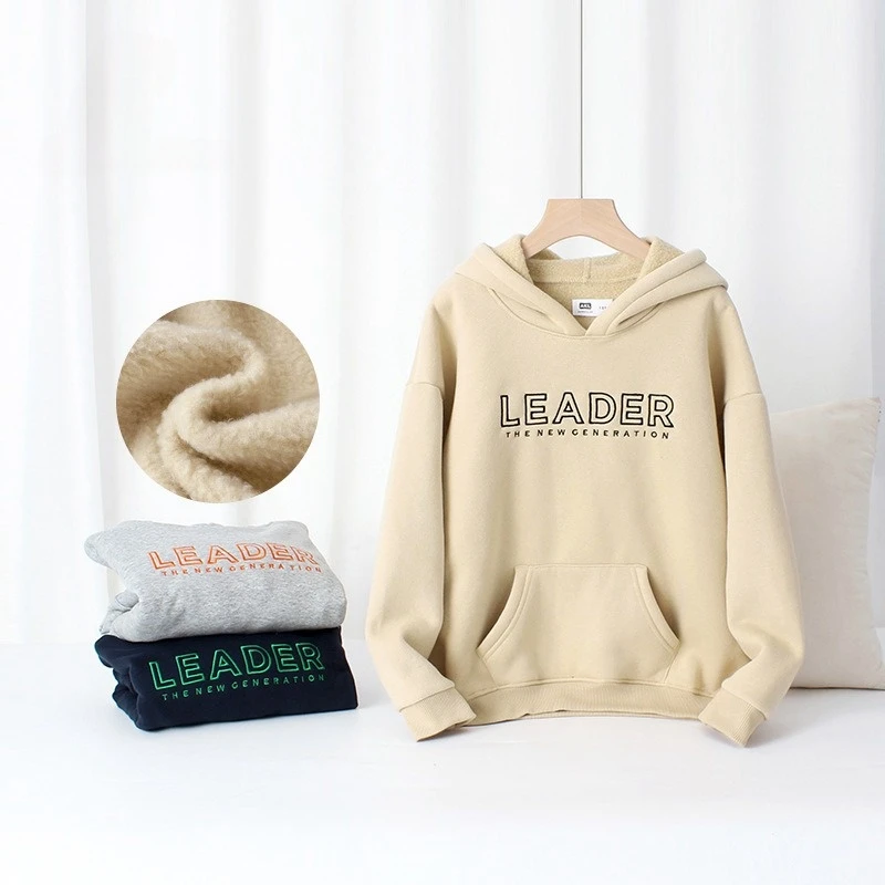 New Warm Thicken Children Sweatshirts Fleece Hoodies Boys Outwear Coat Jackets Autumn Winter Casual Loose Kids Sweaters Clothing