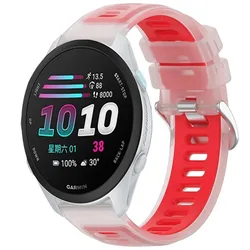 Versatile Silicone Watch Band Replacement Strap, 20mm/22mm, for Various Garmin Models (Transparent Red)