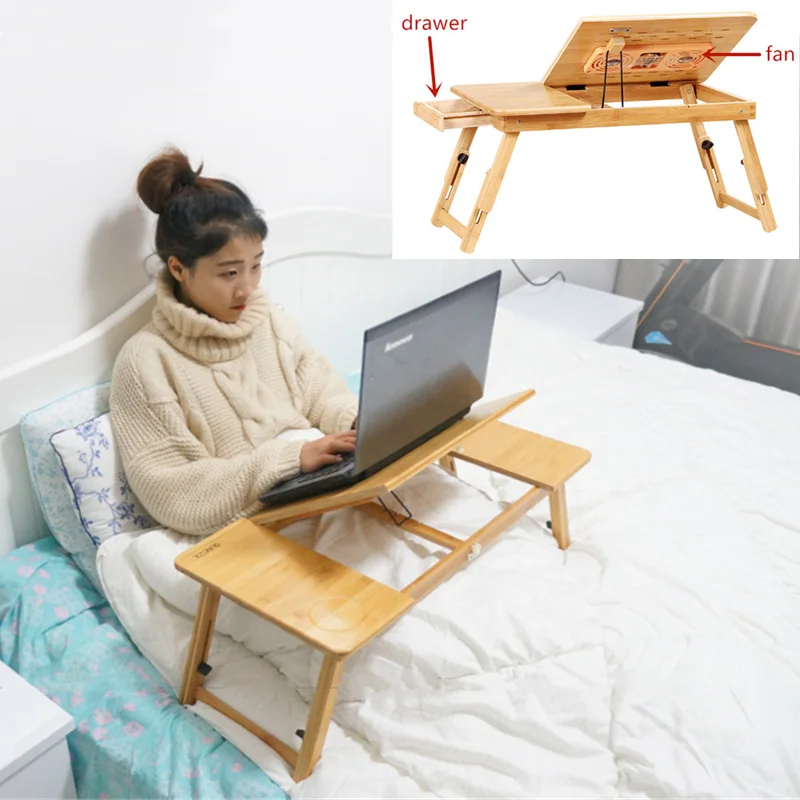 Cooling Fan Laptop desk Portable Adjustable Foldable Computer Desks Notebook Holder tv bed PC Lapdesk Table Stand With Mouse Pad laptop desk stand