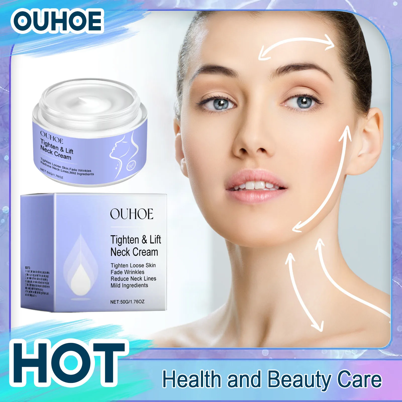 Neck cream anti fine lines tightening lifting firming eliminating double chin brightening smoothing moisturizer skin care