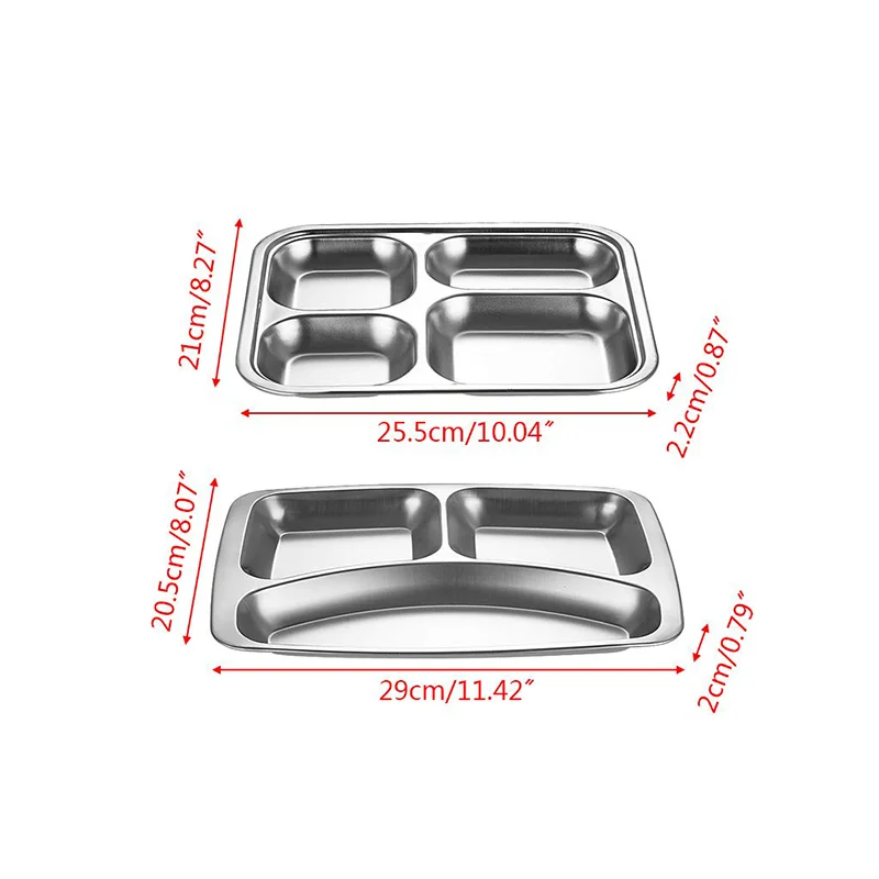 Dining Dish Fast Food Plate 304 Stainless Steel Divided Dinner Tray Lunch Container for School Canteen Adult Lunch Box