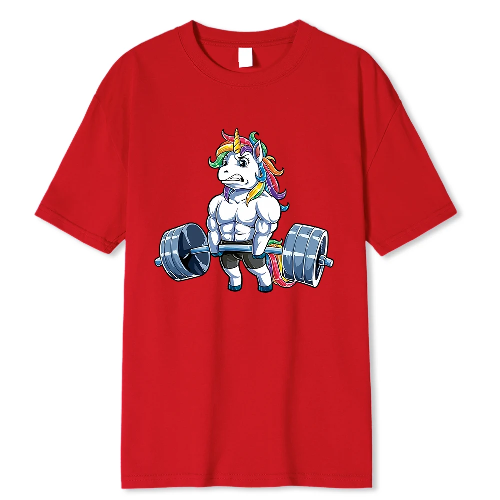 Divertente Palestra Unicorno Fiess Bodybuilding Girocollo T Shirt Uomo Casual Manica Corta Magliette Top Dropshipping_voghion.com
