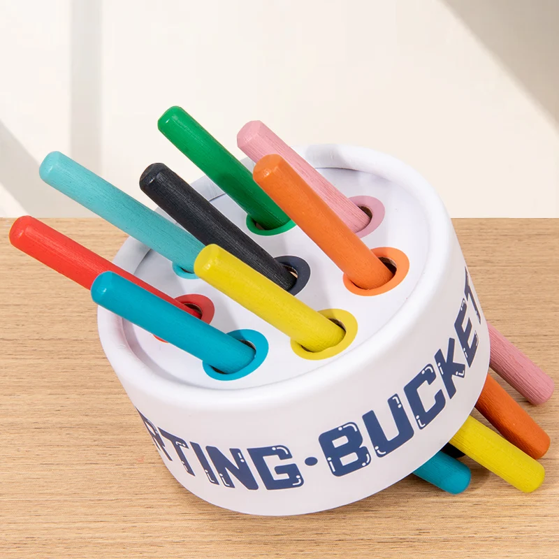 Kids Color Classification Cognition Cup Kindergarten Montessori Early Education Classification Bucket Colored Wooden Stick Toys 5
