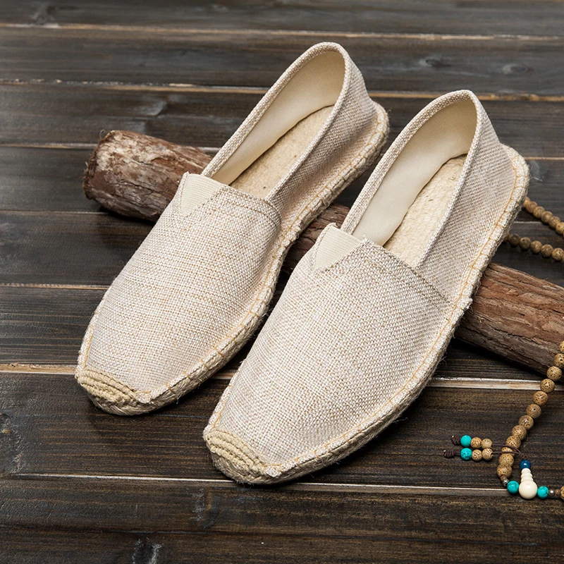 Summer Fisherman Shoes Canvas Straw Woven Sole Comfortable Simple Comfortable Women's Casual Shoes Men Vulcanized Shoes 6