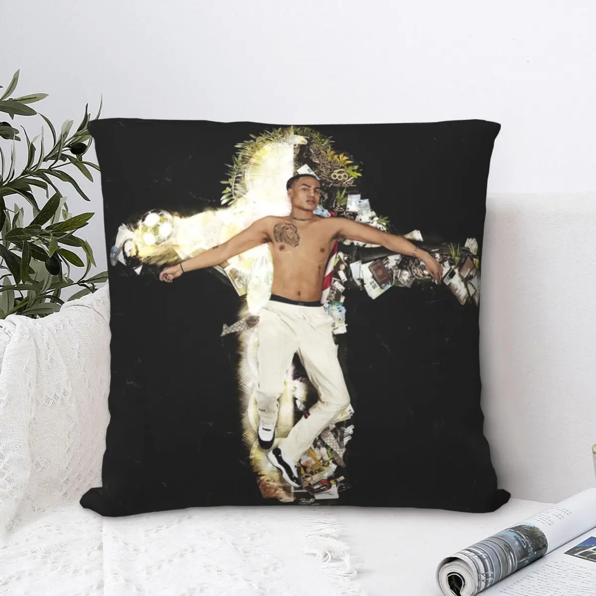 

Oboy Play On Anghami Album Square Pillowcase Polyester Pillow Cover Velvet Cushion Decor Comfort Throw Pillow for home Bedroom
