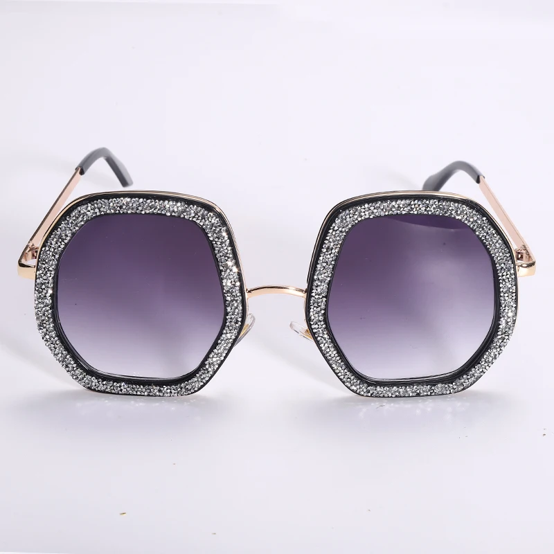 big sunglasses for women Irregular Round Sunglasses Oversize Polygon Crystal Frame Eyeglasses Luxury Brand Designer Shiny Diamond Eyewear UV400 Shades square sunglasses