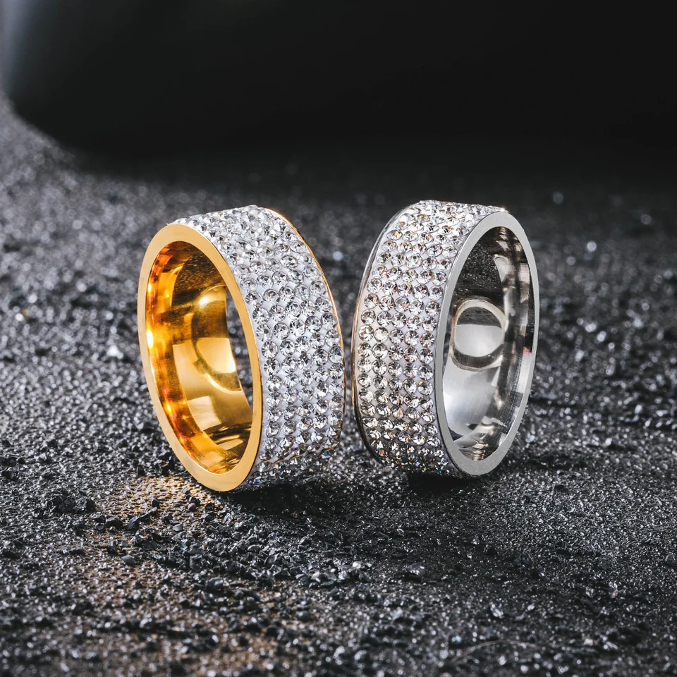 Anelli Uomo Oro HIP Hop Bling Iced Out Color Oro In Acciaio Inossidabile Dollari Segno Di Denaro 1000795 - Foto 6