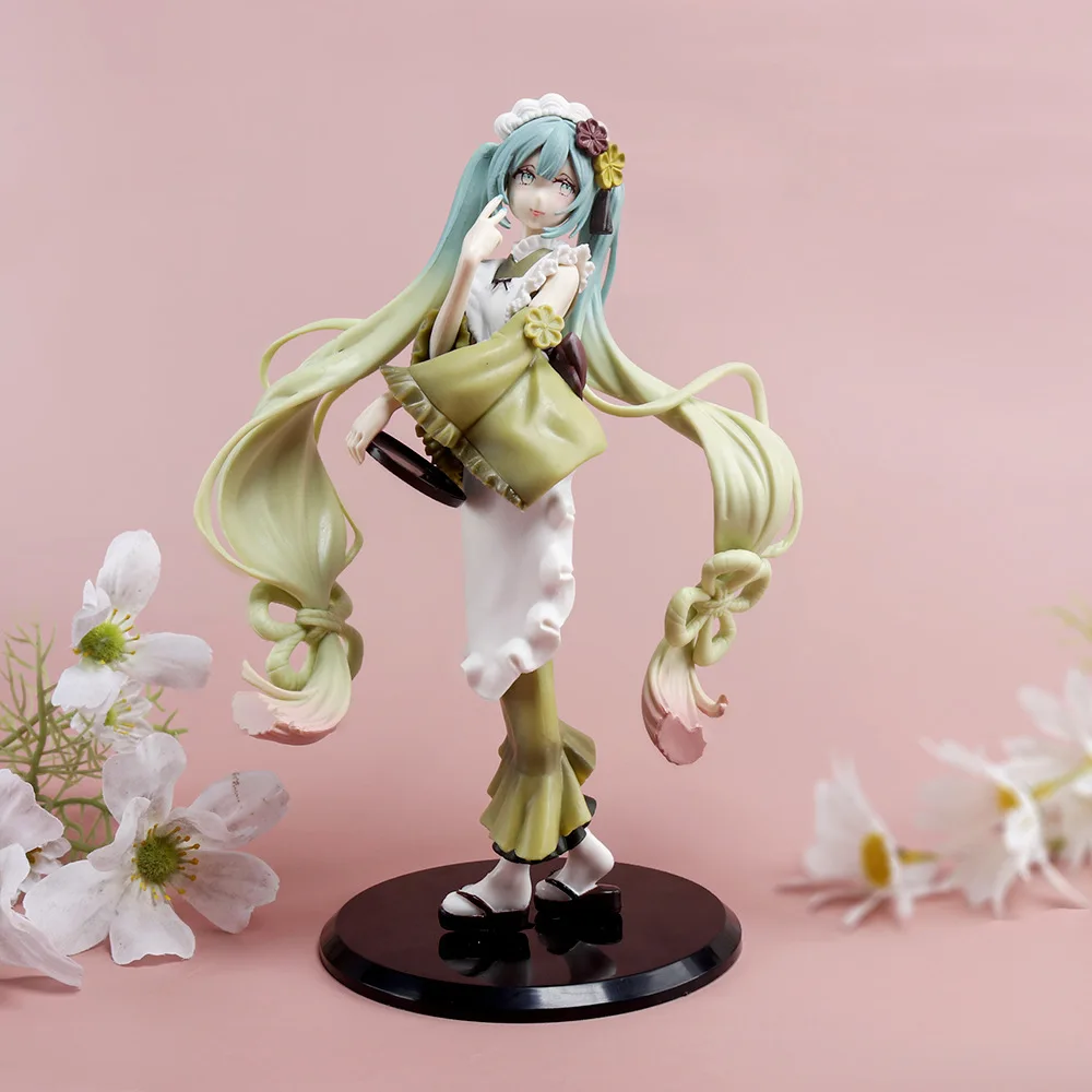 

23cm Furyu Vocaloid Pvc Action Doll Hatsune Miku Matcha Parfait Exclusive Figure Ornament