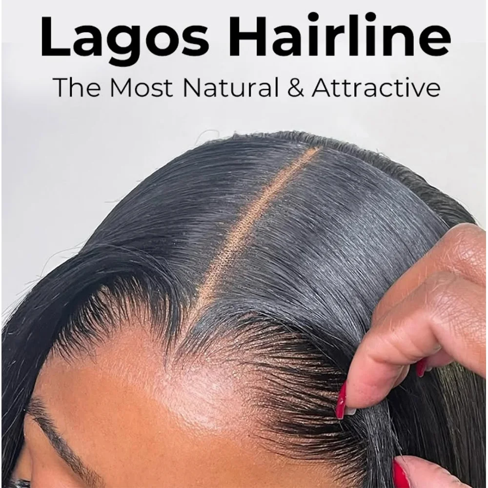 Lagos Hairline 13x4 Invisible Lace Frontal Wigs 250 Density Loose Deep Wave Human Hair Glueless Wigs Preplucked Ready To Wear