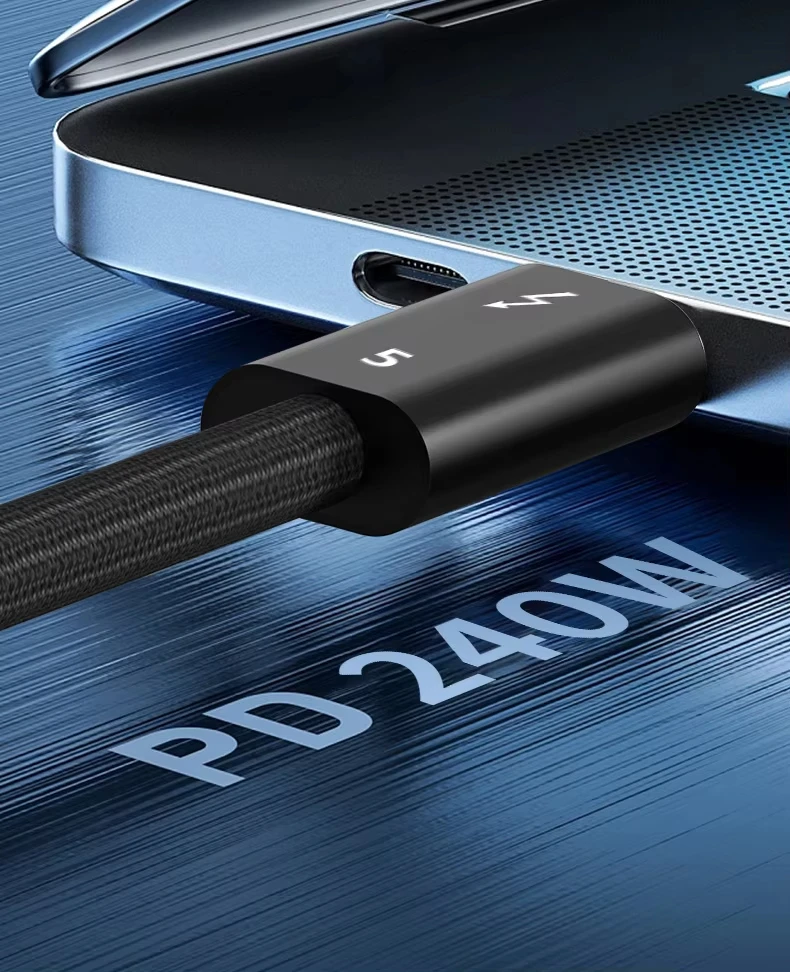Premium Thunderbolt 5 USB-C Fast Charging Cable - 240W Power, 80Gbps Data Transfer, 16K Video Support