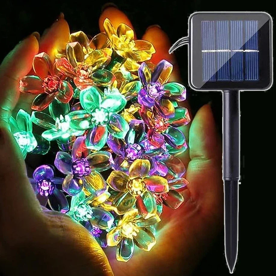 Solar Flower Lights Cherry Blossom String Light Waterproof Garden Fairy Lighting Strings Wedding Party Christmas Decoration