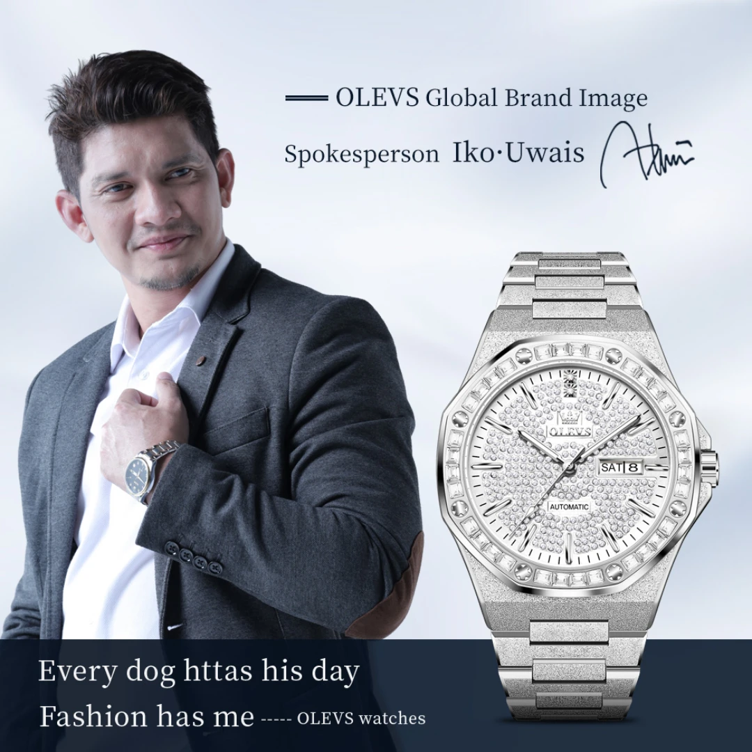 OLEVS 9803 Fashion Mechanical Watch Gift Round-dial Stainless Steel Watchband Wristwatch Week Display Calendar