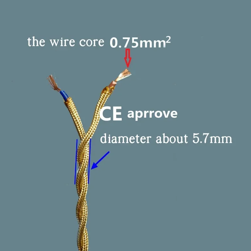 Electrical Wire 2 Core 0.75mm*2 Vintage 5m 10m 20m 50m Twisted Fabric Cable Woven Cord Textile Cable Pendant Lamp Cord Copper