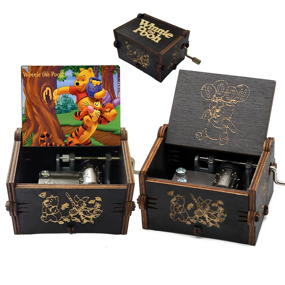Wooden Music Box Frozen Beauty and Beast Hand Cranked Home Decoration Carved Musical Box
