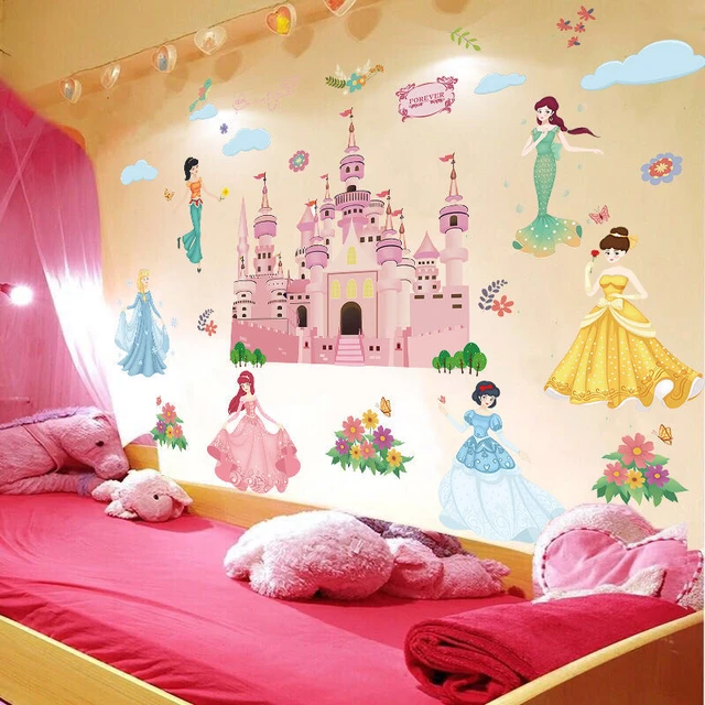 Adesivi murali principessa decorazioni murali camera dei bambini adesivi  murali rimovibili Art Deco adesivi murali camera da letto per ragazze  Nursery Playroom Wall Sticker - AliExpress