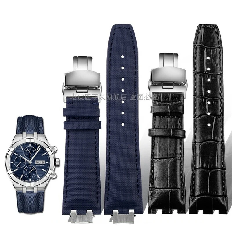 Per Hitachi Lacroix Aikon Series Ai6008 Ai6038 Ai6058 Cinturino In Nylon Con Cinturino In Vera Pelle Di Vacchetta Cinturino Con Fibbia A Farfalla