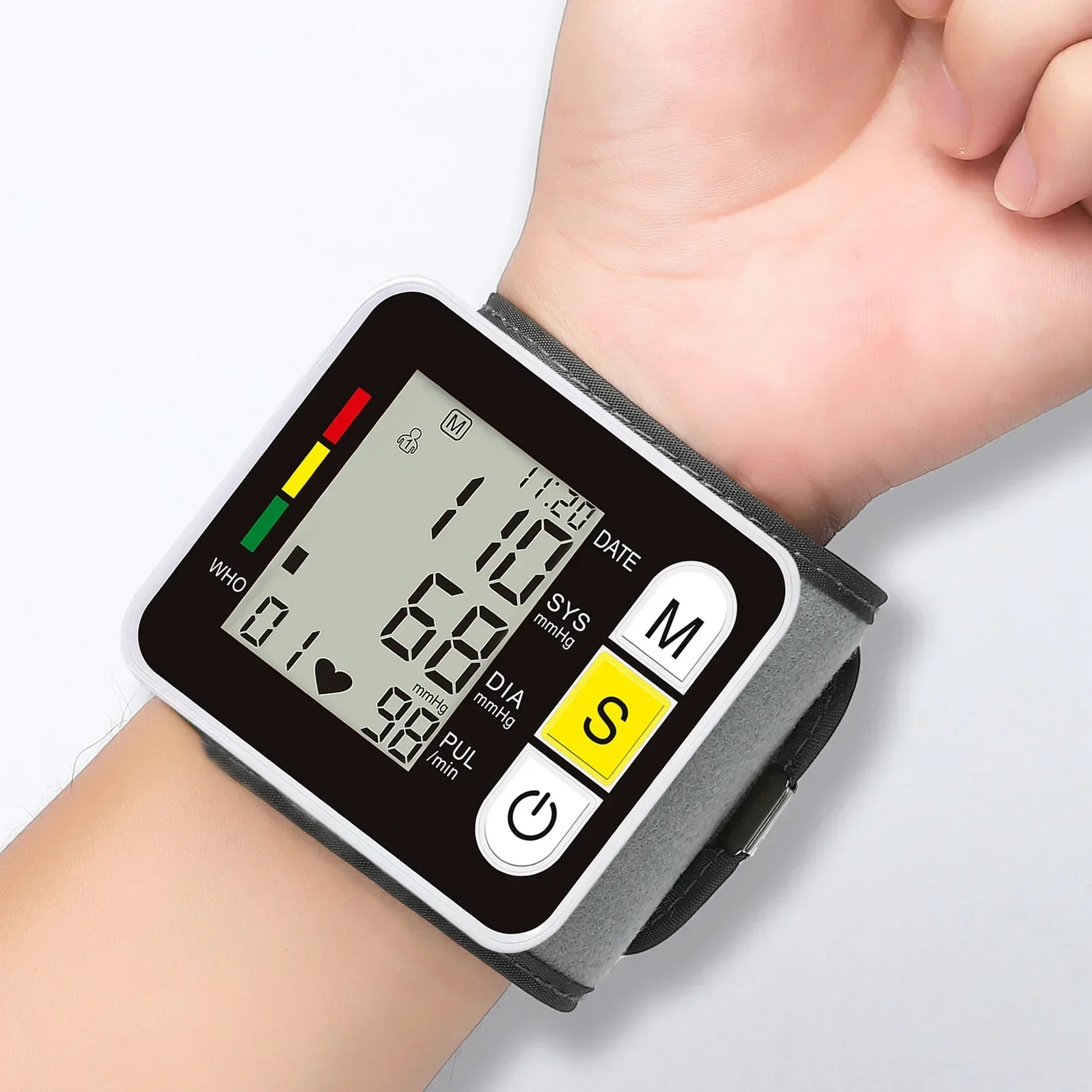 LCD Display Wrist Blood Pressure Monitor Tonometer Tensiometer Automatic Digital Pulsometer Sphygmomanometer Family Diagnostic 2