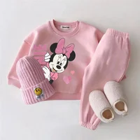 2Pcs Kids Girl Boy Thicken Clothes Outfits Lovely Printed Sweatshirt + Pant Children Baby Clothing for Autumn Winter