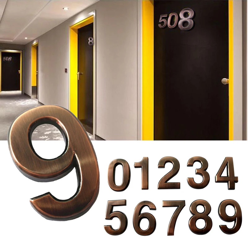 Self- Adhesive 3D House Number Sticker Door Plate Sign Outdoor Mailbox Apartment Hotel Room Address Number Modern Home Decor