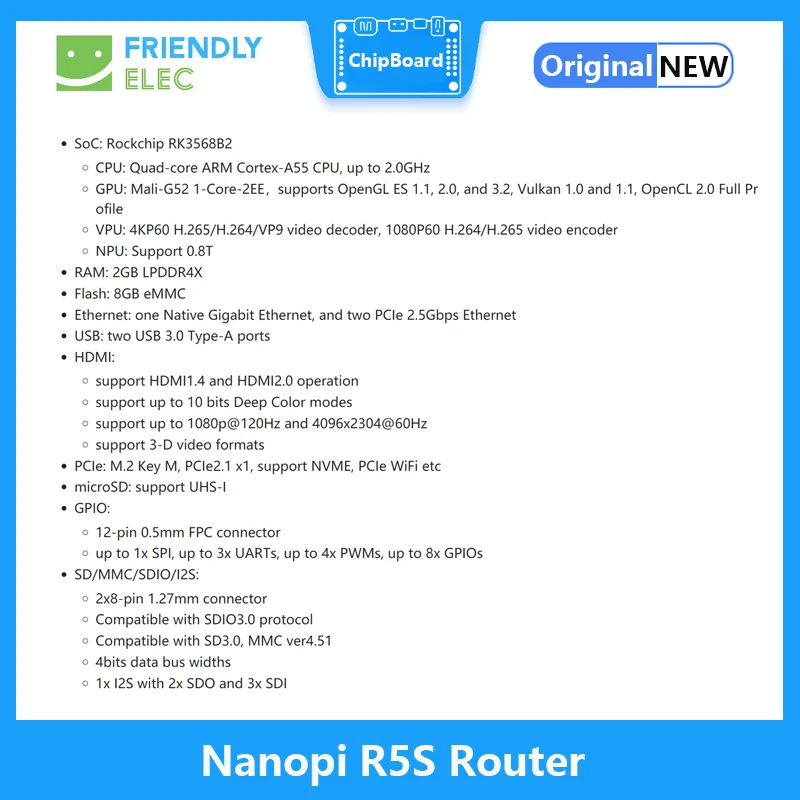 Nanopi R5S Router RK3568 development board OpenWRT A55 HDMI2.0 2.5G Gigabit network port