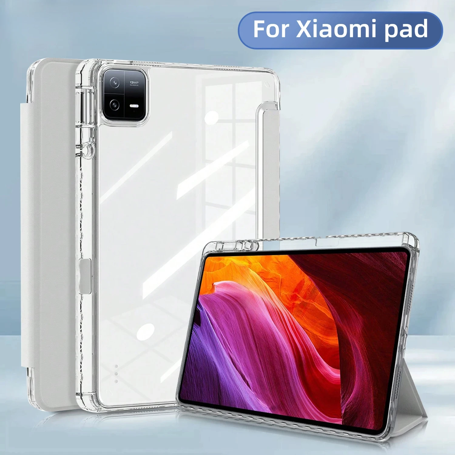 Clear Tablet Cover with Pen Holder and Awake/Sleep Function