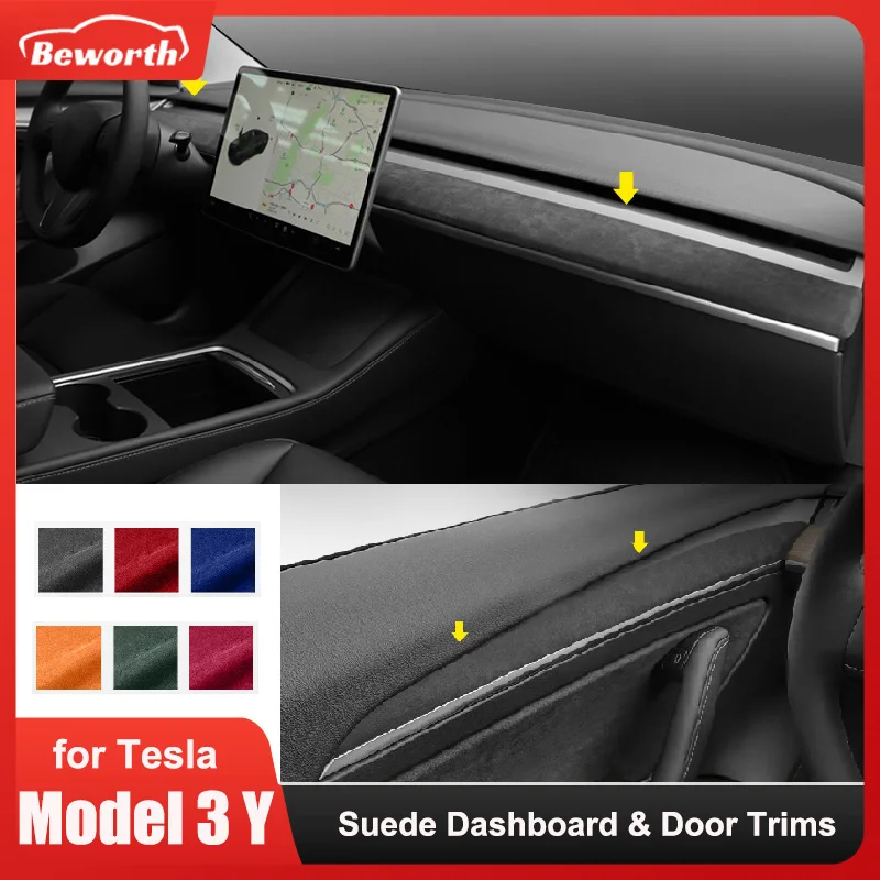 Alcantara Suede Dashboard Panel Protector Cover For Tesla Model Y 3