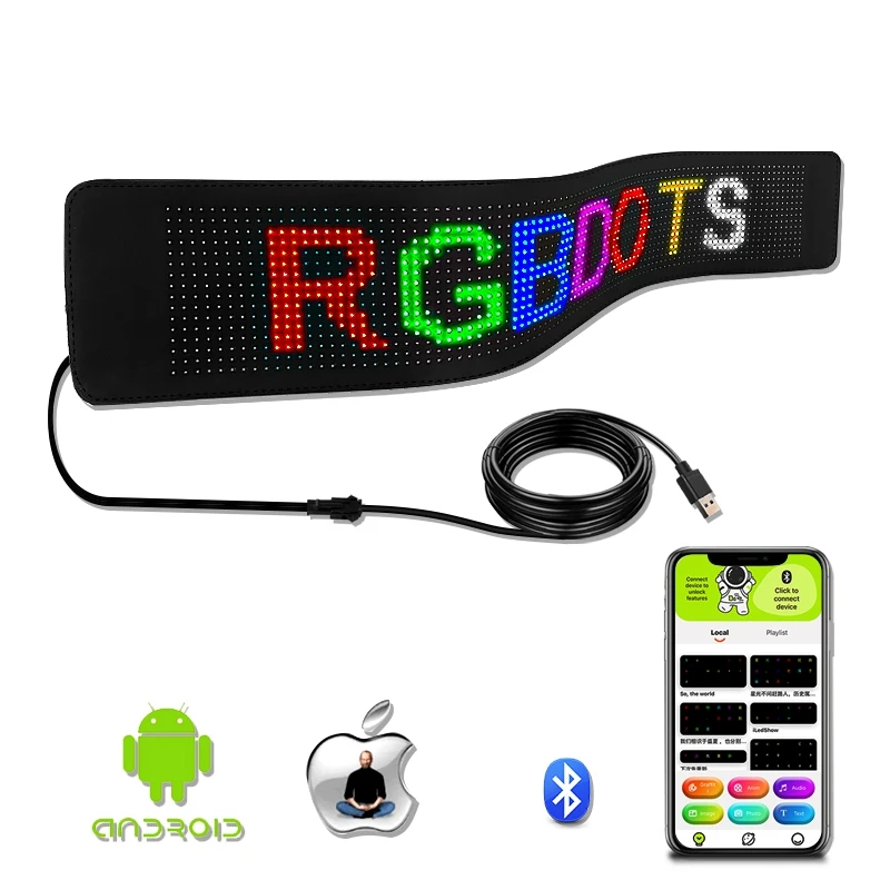 Car Led Display Sign Led Soft Screen Rgb Foldable Bluetooth App