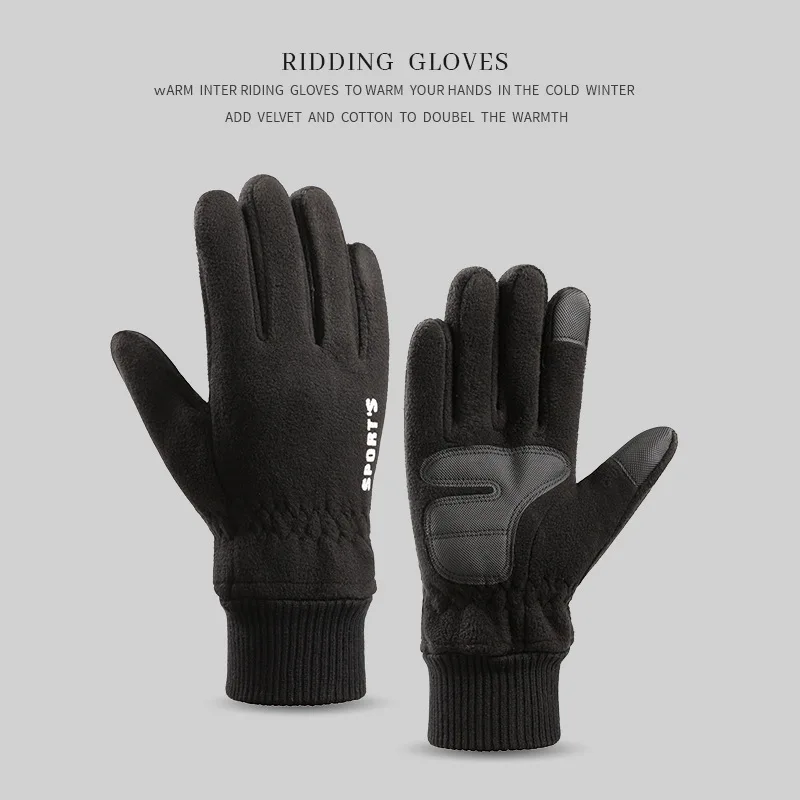 Men Women Winter Polar Fleece Silica Gel Non Slip Touch Screen Skiing Mitten Plus Velvet Thick Warm Sport Cycling Glove N52