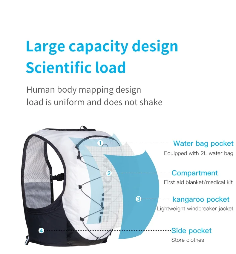 AONIJIE C9108S Lightweight Hydration Cross Country Backpack Pack Rucksack Bag Water Bladder ForHiking Running Marathon Cycling 2
