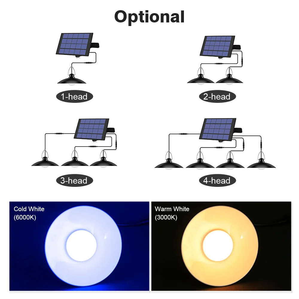 Solar Pendant Light Dual Head Outdoor Waterproof Solar Powered Shed Lights Rechargeable LED Ceiling Lamp Auto Illuminating Hangi
