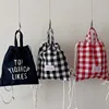 Kids Backpack Drawstring Closure Kids School Bags Children's Plaid Backpack For Boys Girls Canvas Bag School Bags 1