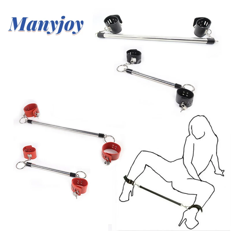 Manyjoy Stainless Steel Bdsm Detachable Spreader Bar With Handcuffs 