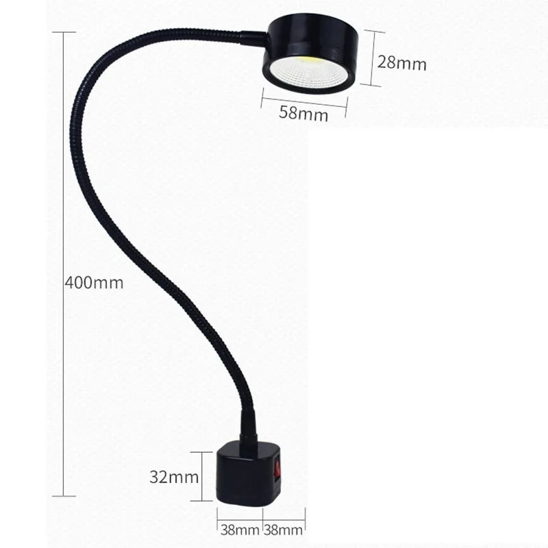 LED 작업 조명 마그네틱 베이스 유연한 구즈넥 램프 220V 5W 선반 밀링 드릴 프레스 산업용 조명, Eu 플러그 ZJY