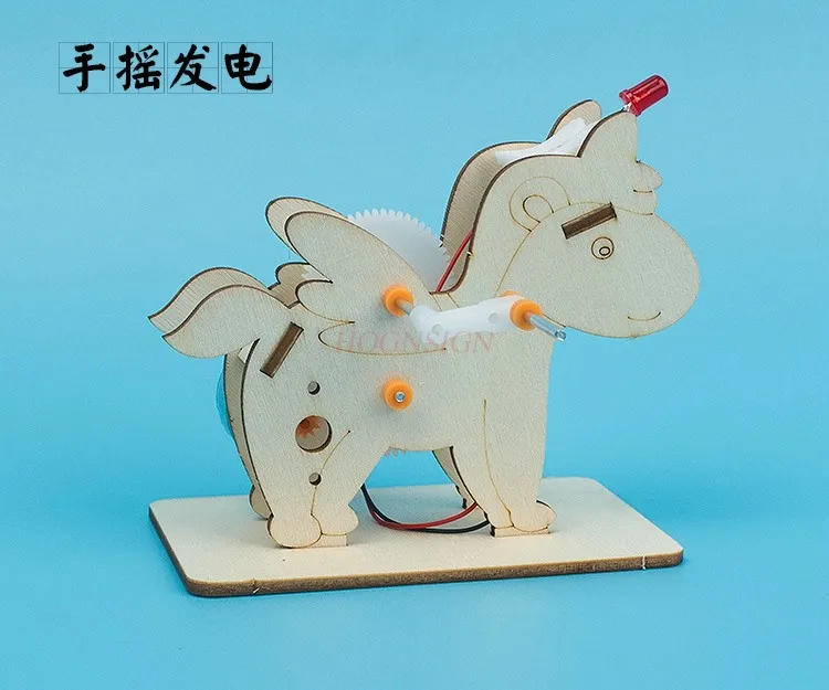 물리학 핸드 크랭크 나무 물리학 수제 DIY 과학 실험 장난감, 초등 학교 창의적인 소형 생산 재료