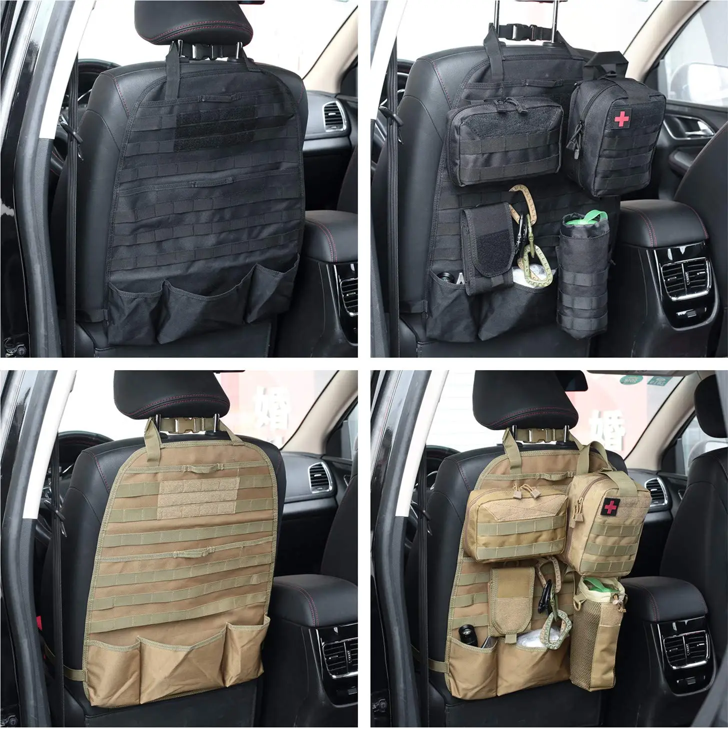 Tactical Car Seat Back Organizer - Upgraded Tactical Molle Vehicle Panel Universal Fit Car Seat Cover Protector
