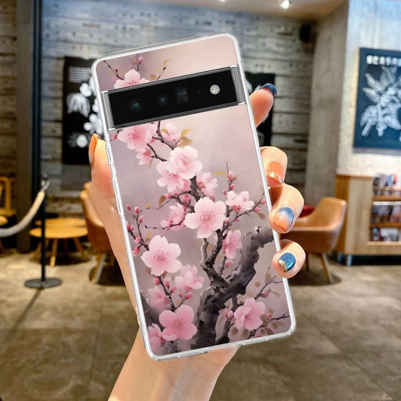 Pflaumen blüte Handy hülle Abdeckung für Google Pixel 9 8 7 6 5 4 xl stoß festes Silizium 7a 6a 5a 4a 3a 3axlpro 5g transparente Muschel tasche – Detail 2
