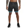 Gyms Fitness Shorts Men Summer Sportswear 2 In 1 Double-deck Compression Shorts Male Sports Tracksuits Track Joggers Short Pants 2